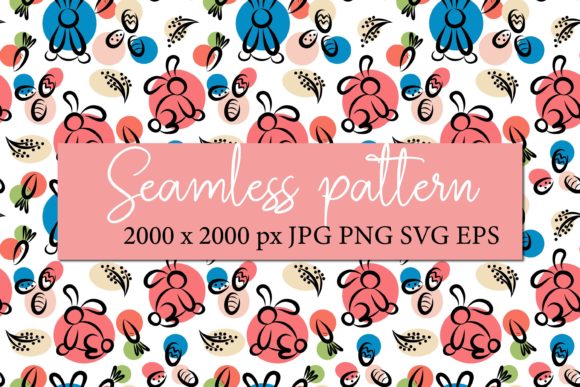 Download Seamless Background of Rabbits and Eggs - Rabbits and eggs Collection