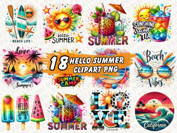 Download Hello Summer Clipart PNG Bundle - Premium Resources