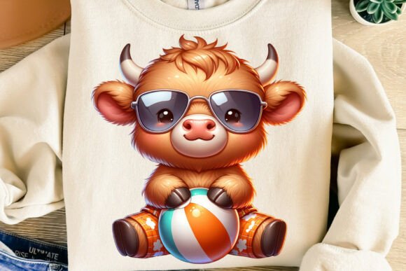 Download Summer Highland Cow Beach Ball Png - Beach ball png Collection