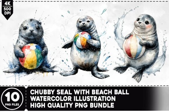 Download Cubby Seal with Beach Ball PNG Bundle - Beach ball png Collection