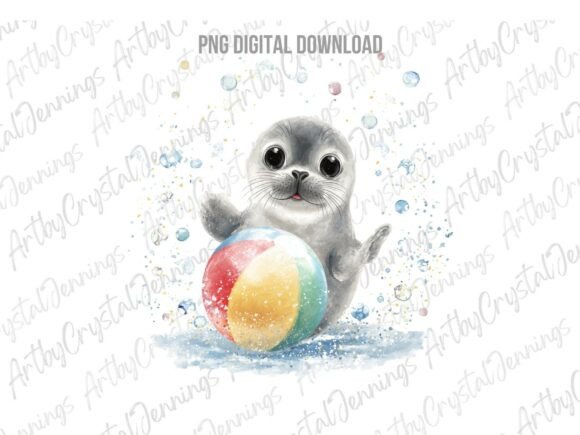 Download Adorable Seal Pup with Beach Ball PNG - Beach ball png Collection