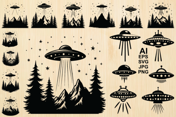 Download Silhouette Alien Spaceship Vector Bundle - Premium Resources